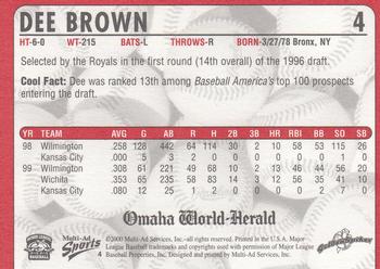 2000 Multi-Ad Omaha Golden Spikes #4 Dee Brown Back