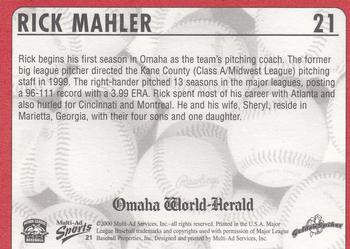 2000 Multi-Ad Omaha Golden Spikes #21 Rick Mahler Back