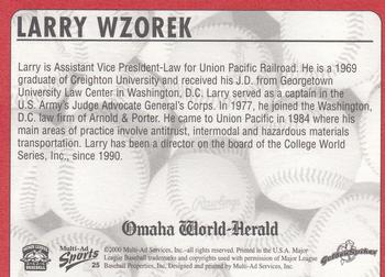 2000 Multi-Ad Omaha Golden Spikes #25 Larry Wzorek Back