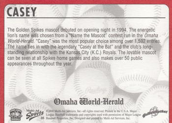 2000 Multi-Ad Omaha Golden Spikes #35 Casey Back