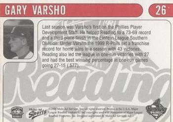 2000 Multi-Ad Reading Phillies #26 Gary Varsho Back
