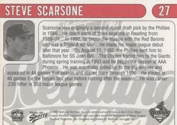 2000 Multi-Ad Reading Phillies #27 Steve Scarsone Back