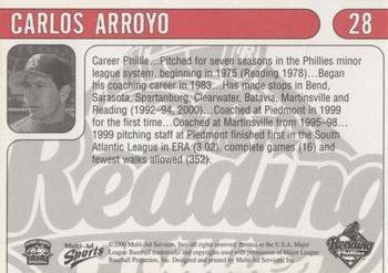 2000 Multi-Ad Reading Phillies #28 Carlos Arroyo Back