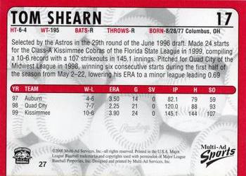 2000 Multi-Ad Round Rock Express #27 Tom Shearn Back