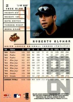 1998 Leaf Rookies & Stars - True Blue #2 Roberto Alomar Back
