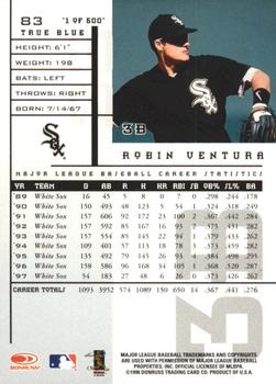 1998 Leaf Rookies & Stars - True Blue #83 Robin Ventura Back