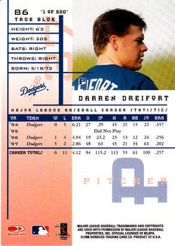 1998 Leaf Rookies & Stars - True Blue #86 Darren Dreifort Back