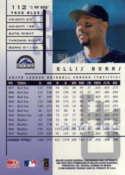 1998 Leaf Rookies & Stars - True Blue #112 Ellis Burks Back