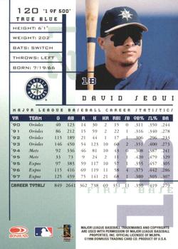 1998 Leaf Rookies & Stars - True Blue #120 David Segui Back
