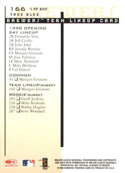 1998 Leaf Rookies & Stars - True Blue #166 Marquis Grissom Back