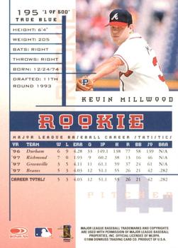 1998 Leaf Rookies & Stars - True Blue #195 Kevin Millwood Back