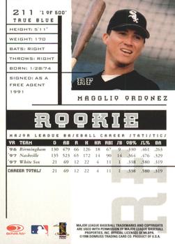 1998 Leaf Rookies & Stars - True Blue #211 Magglio Ordonez Back