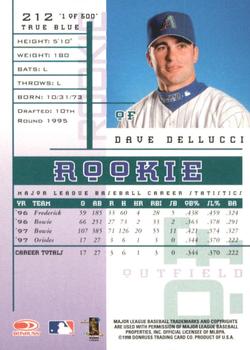 1998 Leaf Rookies & Stars - True Blue #212 Dave Dellucci Back