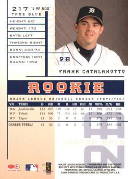 1998 Leaf Rookies & Stars - True Blue #217 Frank Catalanotto Back