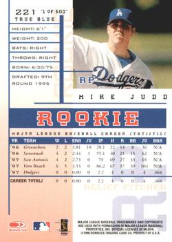1998 Leaf Rookies & Stars - True Blue #221 Mike Judd Back