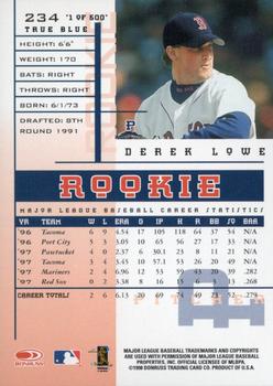 1998 Leaf Rookies & Stars - True Blue #234 Derek Lowe Back
