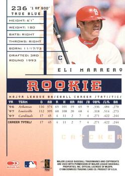 1998 Leaf Rookies & Stars - True Blue #236 Eli Marrero Back