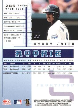 1998 Leaf Rookies & Stars - True Blue #285 Bobby Smith Back