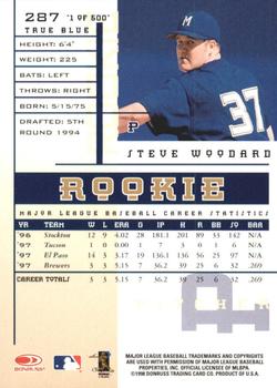 1998 Leaf Rookies & Stars - True Blue #287 Steve Woodard Back
