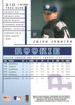 1998 Leaf Rookies & Stars - True Blue #310 Jason Johnson Back