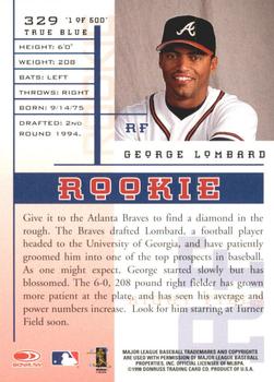 1998 Leaf Rookies & Stars - True Blue #329 George Lombard Back