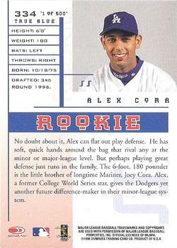 1998 Leaf Rookies & Stars - True Blue #334 Alex Cora Back