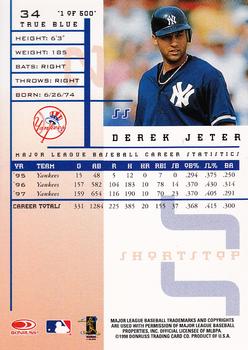 1998 Leaf Rookies & Stars - True Blue #34 Derek Jeter Back