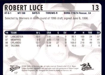 2000 Multi-Ad Somerset Patriots #17 Robert Luce Back