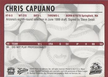 2000 Multi-Ad South Bend Silver Hawks #3 Chris Capuano Back