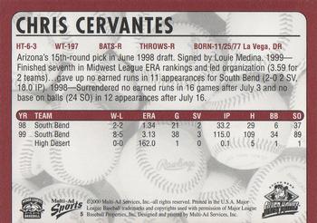 2000 Multi-Ad South Bend Silver Hawks #5 Chris Cervantes Back