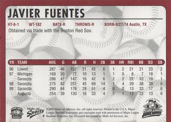 2000 Multi-Ad South Bend Silver Hawks #8 Javier Fuentes Back