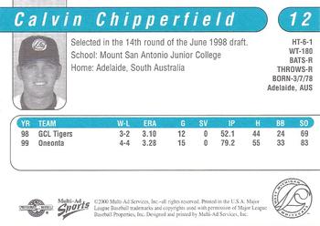 2000 Multi-Ad West Michigan Whitecaps #NNO Calvin Chipperfield Back