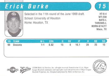 2000 Multi-Ad West Michigan Whitecaps #NNO Erick Burke Back