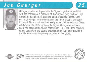 2000 Multi-Ad West Michigan Whitecaps #NNO Joe Georger Back