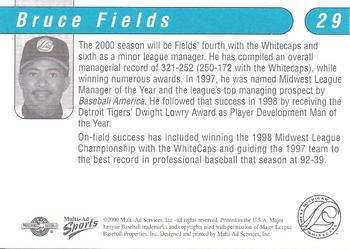 2000 Multi-Ad West Michigan Whitecaps #NNO Bruce Fields Back