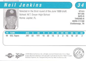 2000 Multi-Ad West Michigan Whitecaps #NNO Neil Jenkins Back