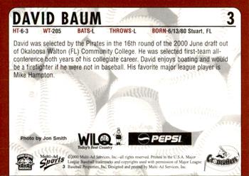 2000 Multi-Ad Williamsport Crosscutters #3 David Baum Back