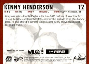 2000 Multi-Ad Williamsport Crosscutters #12 Kenny Henderson Back
