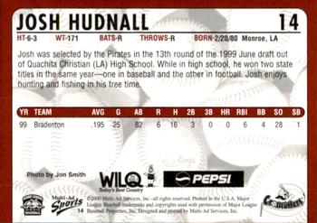 2000 Multi-Ad Williamsport Crosscutters #14 Josh Hudnall Back