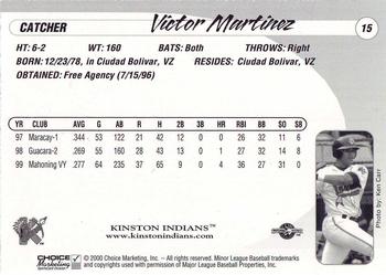 2000 Choice Kinston Indians #15 Victor Martinez Back