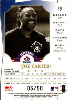 1998 Leaf - Fractal Diamond Axis #19 Joe Carter Back