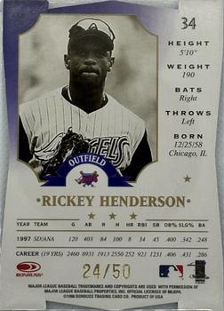 1998 Leaf - Fractal Diamond Axis #34 Rickey Henderson Back