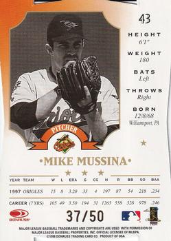 1998 Leaf - Fractal Diamond Axis #43 Mike Mussina Back