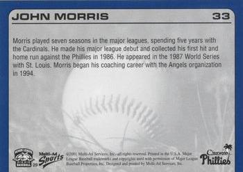 2001 Multi-Ad Clearwater Phillies #29 John Morris Back