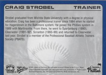 2001 Multi-Ad Clearwater Phillies #30 Craig Strobel Back