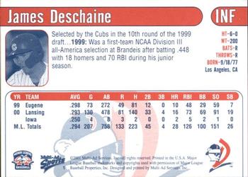 2001 Multi-Ad Daytona Cubs #1 James Deschaine Back