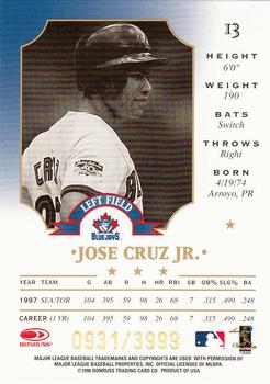 1998 Leaf - Fractal Foundations #13 Jose Cruz Jr. Back