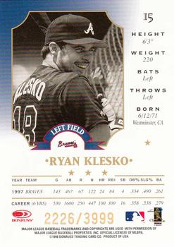 1998 Leaf - Fractal Foundations #15 Ryan Klesko Back