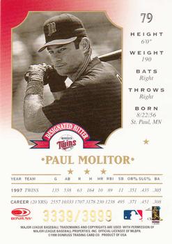 1998 Leaf - Fractal Foundations #79 Paul Molitor Back