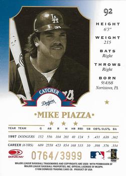 1998 Leaf - Fractal Foundations #92 Mike Piazza Back